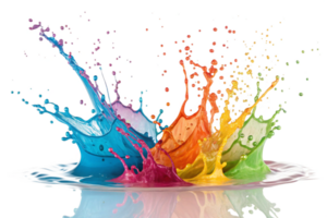 Vibrant Rainbow Color Paint Explosion Splashing in Dynamic Motion png
