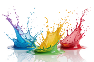 Vibrant Colorful Paint Splats and Splashes in Motion Dynamic Abstract Artwork png