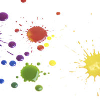 Abstract Colorful Paint Splashes on Black Background A vibrant display of multicolored paint splatters creating a dynamic and artistic composition png