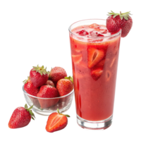 Refreshing Strawberry Smoothie in Glass with Fresh Strawberries png
