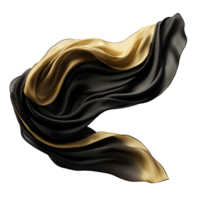 Abstract Swirling Black and Gold Fabric Drape Design, Elegant Luxury Textile Background, 3D Render of Flowing Silk, High Fashion Texture Image, Modern Artistic Composition png