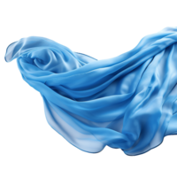 Flowing Blue Silk Fabric Draped in Elegant Waves and Folds png