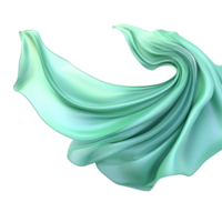 Abstract swirling teal silk fabric flowing elegantly in the wind a 3D render of a graceful textile png