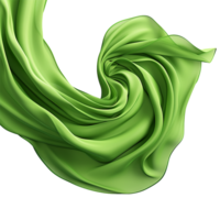 Abstract Green Silk Fabric Swirling in a Dynamic and Elegant Flowing Motion png