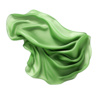 Abstract image of flowing green silk fabric with soft folds and waves png