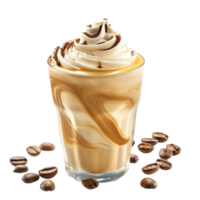 Delicious Iced Coffee Drink with Whipped Cream and Cinnamon Topping png