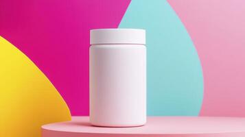 White Plastic bottle in a pastel background photo