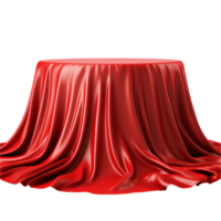 A Red Satin Cloth Draped Elegantly Over a Round Tabletop, Creating a Dramatic and Mysterious Scene png