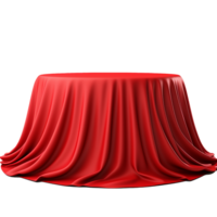 Mysterious Red Draped Table Unveiling a Secret Product or Event png