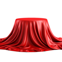 A Red Satin Cloth Draped Elegantly Over a Round Tabletop Creating a Dramatic and Mysterious Scene png