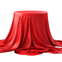 A Red Silk Cloth Draped Elegantly Over a Round Tabletop, Creating a Dramatic and Mysterious Scene png