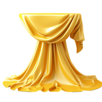 Luxurious Golden Silk Drape Covering a Hidden Object, Elegant and Mysterious Reveal png