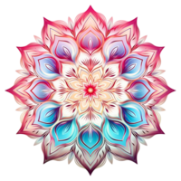 Vibrant Colorful Mandala Design with Intricate Floral Patterns and Symmetrical Geometry png