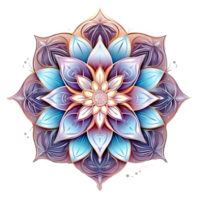 Intricate Mandala Design with Multicolored Petals and Geometric Patterns png