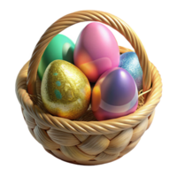 extraordinary rustic Easter Painted Eggs in Basket Transparent for Spring Crafts png