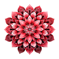 Intricate Red Floral Mandala Design with Gradient Shading and Geometric Background png