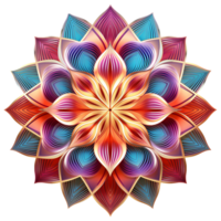 Intricate 3D Colorful Flower Mandala Design with Layered Petals and Geometric Patterns png