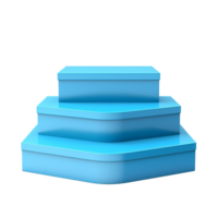 Threetiered blue display stand product presentation platform showcase png