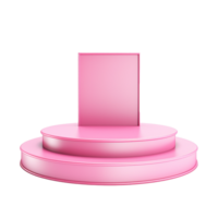Pink Two Tiered Round Pedestal Display Stand with Backdrop for Product Presentation and Showcase png