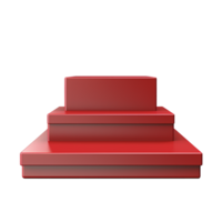 Threetiered platform, 3D render, product display, minimalist design, clean background, geometric shapes, stage mockup, presentation pedestal, blank boxes, empty space, red boxes, studio lighting png