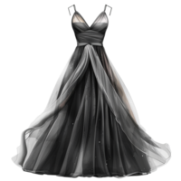 Elegant Black Evening Gown Design Fashion Illustration png