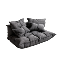 Modern Dark Gray Tufted Modular Sofa with Multiple Pillows for Comfortable Relaxation png