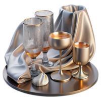 dramatic minimalist Glassware Set Transparent for Table Setting Design detailed png