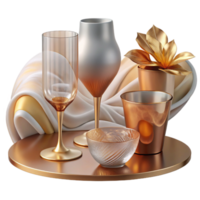 elegant traditional Glassware Set Transparent for Table Setting Design premium png