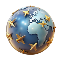 extraordinary contemporary Globe with Airplanes Flying Around Transparent for Global Travel exclusive png