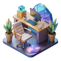 elegant artistic Isometric Vr Workspace Cutout for Virtual Office Concepts exclusive png