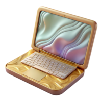 vibrante artístico computador portátil computador aberto em branco tela Cortar fora para rede Projeto png
