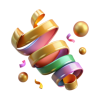 wonderful abstract Party Streamers Curling Colorful Festive Isolated premium png