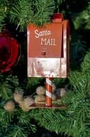 Santa Mailbox on Christmas Tree in sunlight photo