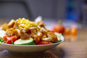 Crispy Chicken Salad with Fresh Vegetables photo