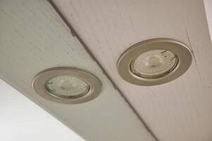 Recessed Ceiling Lights in Wooden Beam photo