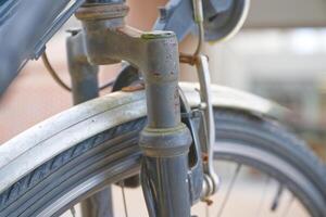 Close-up of a Rusty Bicycle Front Fork photo