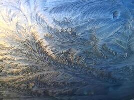 Intricate Frost Patterns on Glass photo