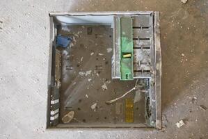 Empty Computer Case on Dusty Surface photo