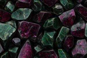 A close up of green and purple stones photo