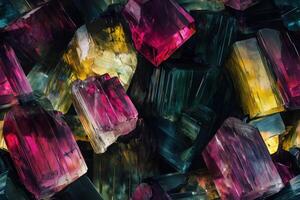Colorful crystals are arranged in a pattern photo