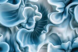 A blue and white abstract pattern of flowers photo