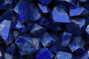 Lapis lazuli blue stones background 3d render photo