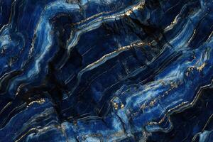 Blue marble background with gold and black lines photo