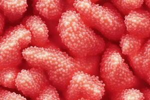 A close up of a large pink cell photo