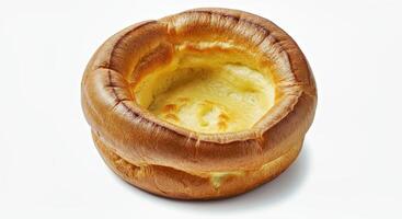 A yorkshire pudding is shown on a white background photo