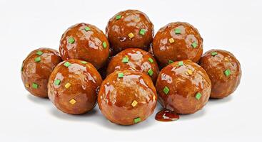 A pile of donuts with icing on them photo