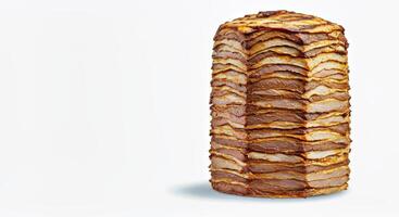 A stack of bacon on a white background photo