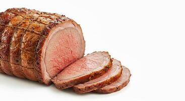 A sliced roast on a white background photo