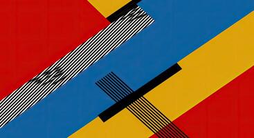 A red, yellow and blue striped pattern photo