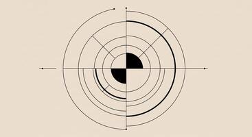 A black and white image of a circle with a line through it photo